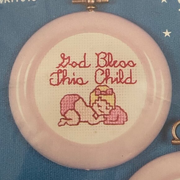 Birth Announcement Personalized Baby Girl Cross Stitch Kit God Bless This Child - Picture 3 of 6